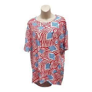 LuLaRoe Red White Blue Flag Print Tunic Top Size S Patriotic 4th of July USA
